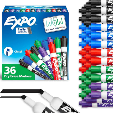 EXPO Dry Erase Markers, Low Odour Ink, Assorted Co