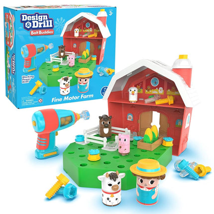 Learning Resources Design & Drill Bolt Buddies Barn, Farm Toy Playset with Farmer, STEM Construction Toys for Preschoolers, Construction Toy Gift for 3+ Boys and Girls, Kids Gift Ages 3 4 5+