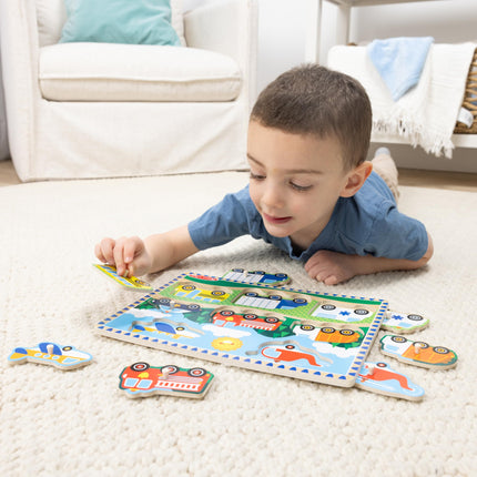 Melissa & Doug - 1874 - Rompecabezas - Instalación - Vehículos, Blanco.,Talla única
