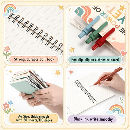 Thenshop 40 Pcs Mental Health Awareness Gifts Bulk 20 Self Care Notebook Journals 20 Positive Affirmation Pens for Women Office Staff Nurse Teacher Appreciation Student End of Year Gifts
