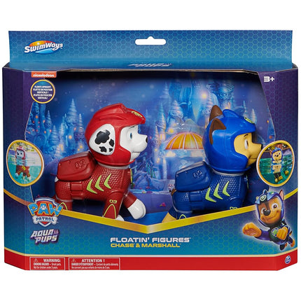 SwimWays Paw Patrol Floatin' Figures, Swimming Pool Accessories & Kids Pool Toys, Paw Patrol Party Supplies & Water Toys for Kids Aged 3 & Up, Chase & Marshall 2-Pack