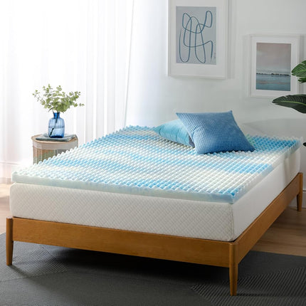 ZINUS 2 Inch Swirl Gel Cooling Memory Foam Mattress Topper, Smaller, More Convenient WonderBox Packaging, Cooling, Airflow Design, CertiPUR-US Certified, Queen