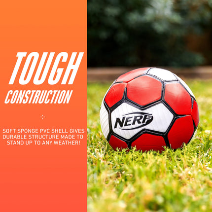 Nerf Proshot Kids Soccer Ball - Size 3 Indoor + Outdoor Youth Soccer Ball + Air Pump Set - Official Size 3 Soft Cover Boys + Girls Soccer Ball - Pump + Inflation Needle Included - Red/White
