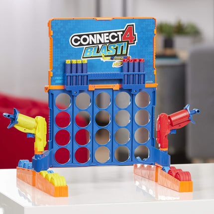 Connect 4 Blast! Game; Powered by Nerf; Includes Nerf Blasters and Nerf Foam Darts; Game for Children Aged 8 and Up