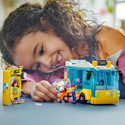 LEGO Friends Heartlake City Bus 41759 Creative Building Toy for Ages 7+, Includes a Buildable Bus, Mobility Scooter and 3 Mini Dolls, A Fun Birthday Gift for Kids Who Love Role Play