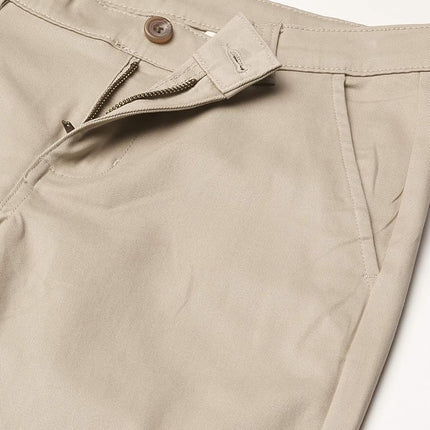 Nautica Boys' Flat Front Stretch Twill Chino Khaki Pant, Khaki, 12 Husky
