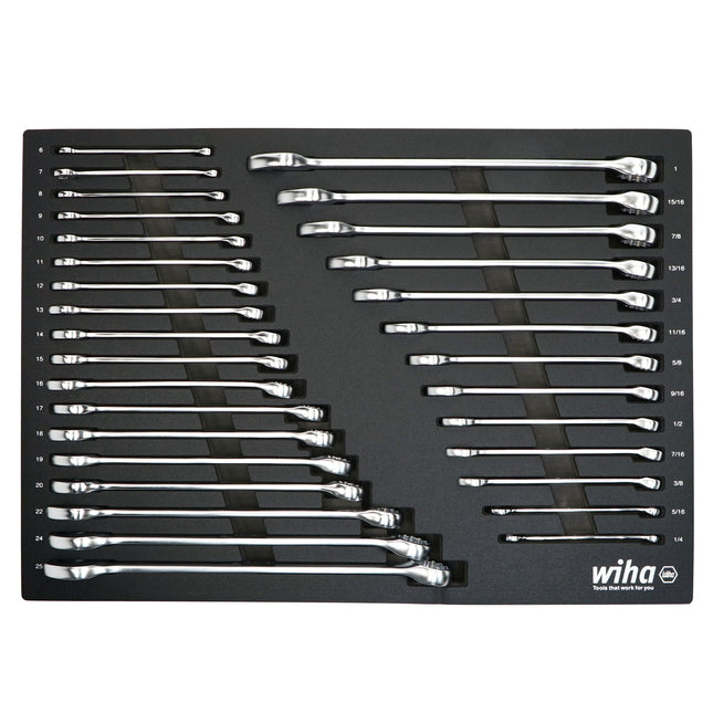 Wiha 31 Piece Combination Wrench Tray Set - SAE an