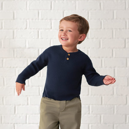 Suéter Henley Gerber para bebé y niño pequeño, azul, 18 meses
