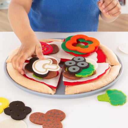 Melissa & Doug Juego de comida de fieltro de pizza para mezclar y combinar - Juego de pizza de fieltro de 42 piezas para la cocina de los niños, juguete de simulación para niños pequeños y niños de 2 años en adelante