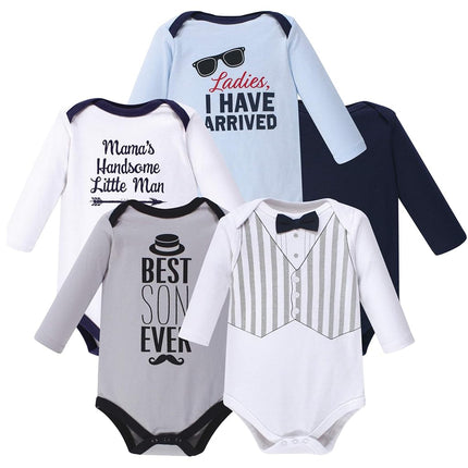 Hudson Baby Lot de 5 bodys à manches longues pour enfant Motif Handsome Little Man 0-3 mois (3M)