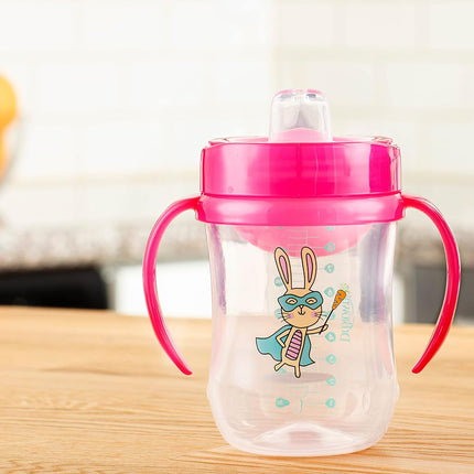 Dr. Brown's Milestones Soft Spout Sippy Cup with Handles, Pink Bunny Hero, BPA-Free, 9 oz/270 mL, 9m+