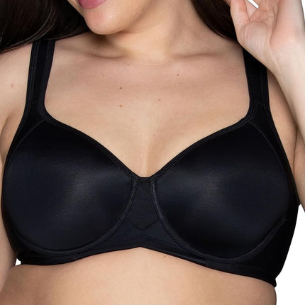 Vanity Fair Women's Medium Impact Sports Bras for Women, Breathable, Moisture Wicking, Padded Cups Up to DDD, Underwire - Black, 40D