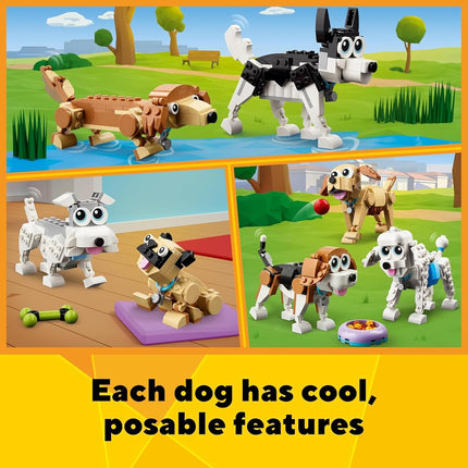 LEGO Creator 3 in 1 Adorable Dogs Set with Dachshund, Pug, Poodle Figures and More Breeds, Animal Building Toy for Kids aged 7 and Up, Gift for Dog Lovers 31137