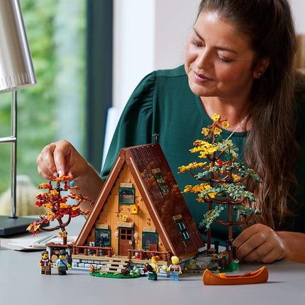 LEGO Ideas A-Frame Cabin 21338 Collectible Display Set, Buildable Model Kit for Adults, Gift for Nature and Architecture Lovers, Includes 4 Customizable Minifigures and 11 Animal Figures