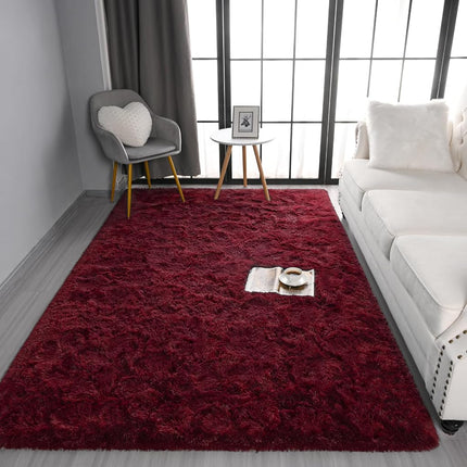Pettop Fluffy Burgundy Rug for Bedroom Living Room, 8x10 Feet Super Soft Shaggy Plush Fuzzy Rugs for Girls Kids Boys, Non-Slip and Washable Rug for Nursery Classroom, Carpet for Rooms Decor
