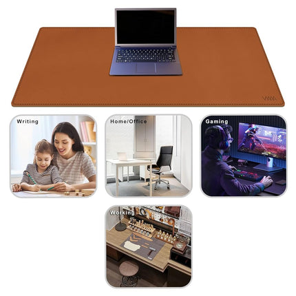 Vyaaa Desk Mat on top of Desks, 160 x 80cm PU Leather Desk Mat, Large Desk Blotter Pad for Office, Home, Gaming, Computer, Laptop, Keyboard and Mouse - Light Brown