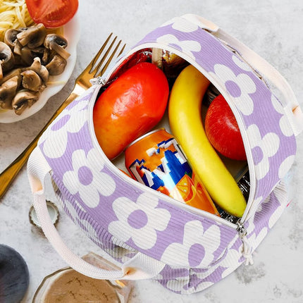 Bluboon Lunch Bag for Women Men Cute Corduroy Lunch Tote Bags Reusable Insulated Lunch Box Large Capacity Reusable Insulated Cooler for Work Picnic or Travel