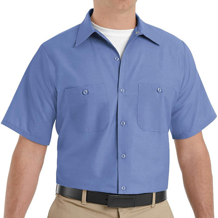 Red Kap Men's Industrial Work Shirt, Regular Fit, Short Sleeve Utility Button, Petrol Blue, XXXXXL Big