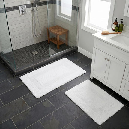 Bedford Home 100 Percent Cotton 2 Piece Reversible Rug Set - White