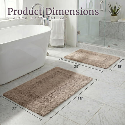 Bedford Home 100% Cotton 2 Piece Reversible Rug Set - Taupe