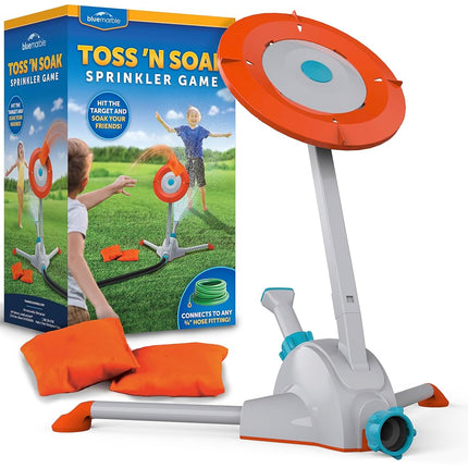 Blue Marble Toss 'N Soak Outdoor Sprinkler Game - Outdoor Water Play, Toss A Bean Bag & Soak Your Friends for Backyard Water Fun, Connects to Garden Hose, Kids Sprinklers for Yard, Yard Water Toys