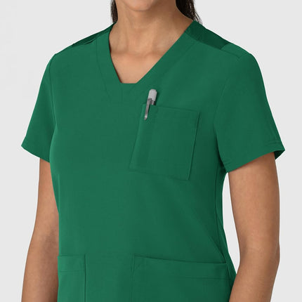 WonderWink Women's Flex-n-Reach V-Neck Scrub Top, Hunter, 2X