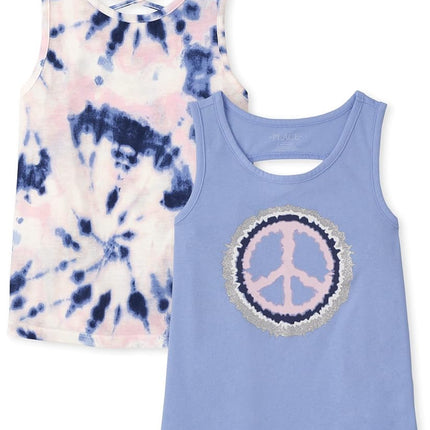 Camisetas sin mangas con gráficos para niñas The Children's Place, paquete de 2, diseño "Splish Splash", talla grande
