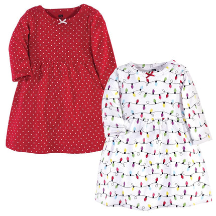 Hudson Baby Baby Girls' Cotton Dresses, Christmas Lights, 2T