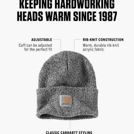 Carhartt Men's Knit Cuffed Beanie, Black/White, OS