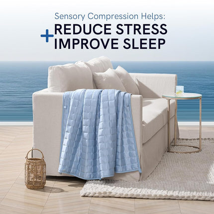 YnM Cooling Weighted Blanket for Adults, 15lbs Heavy Bed Throw Comforter with 100% PE Fabric, Ideal for Hot Sleepers or Summer Days(60x80 Inches for Queen/King Bed, 15 Pounds, Blue)