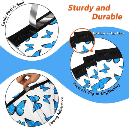Vapulcio Thank You Poly Mailers 14.5x19 Inch 50 Pcs - Butterfly Printed Shipping Bags for Clothing - Waterproof and Tear Resistant Mailing Envelopes - Self-Sealing Packaging Bags for Small Business