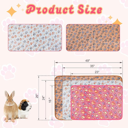YUEPET Waterproof Guinea Pig Blankets Washable 3 Pack Small Animal Fleece Cage Liners Pet Soft Sleep Mat Pad Cover Warm Flannel Throw for Hamster Guinea Pig Rabbit Chinchilla Hedgehog Ferret 35"×24"