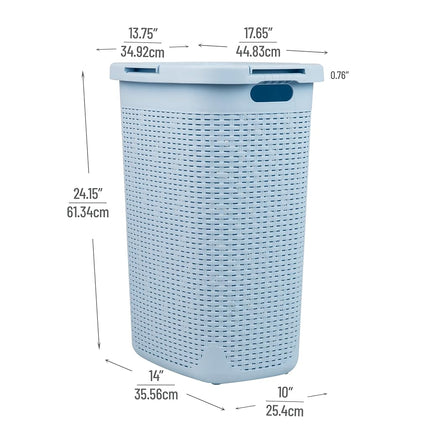 Mind Reader Slim Laundry Hamper with Lid, 60L Tall Clothes Basket, Narrow Tapered Design for Bathrooms, Closets and Laundry Rooms, Plastic, 2 Pack, Ivory