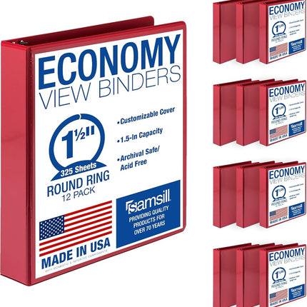 Samsill 1.5 Inch 3 Ring Binders, Made in USA, Econ