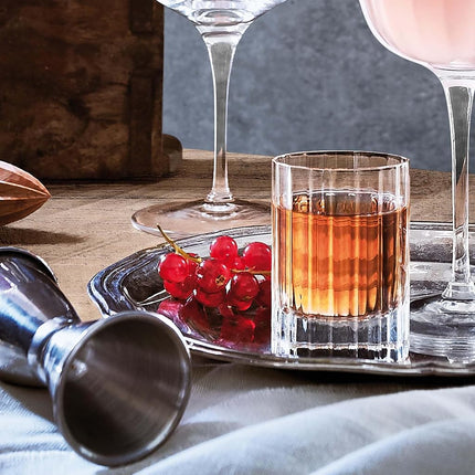 Luigi Bormioli Bach Liqueur Glasses 70ml Set of 4, 70ml Lead Free Crystal Glassware, Durable Italian Made Art Deco Shot Glasses for Port, Spirits and After Dinner Drinks, Dishwasher Safe