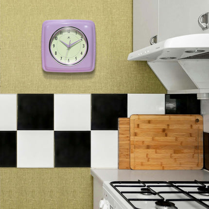 Infinity Instruments Square Retro Lavender Wall Clock 23.5cm