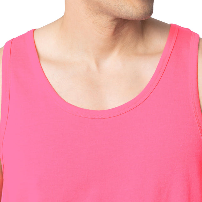 Fruit of the Loom Men's Eversoft Cotton Sleeveless T Shirts, Breathable & Moisture Wicking with Odor Control, Sizes S-4x Undershirt, Tank-2 Pack-Neon Pink, Medium (Pack of 2)