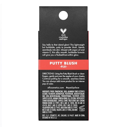 (Fiji) - e.l.f. Putty Blush, Creamy & Ultra Pigmented Formula, Infused with Argan Oil & Vitamin E, Fiji, 10ml (10g)