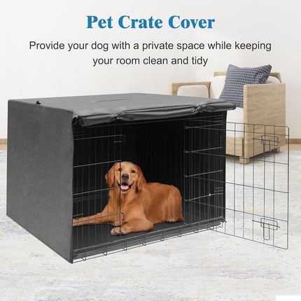 Deblue Indoor Grey Dog Crate Cover, Privacy Polyester Pet Kennel Covers