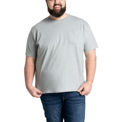 Fruit of the Loom Men's Tall Size Eversoft Cotton Short Sleeve T-Shirts (Regular, Big & Tall-Pocket-Grey Heather, Large