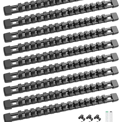 ALOANES 9PC ABS Socket Organizer, Socket Rails Fit