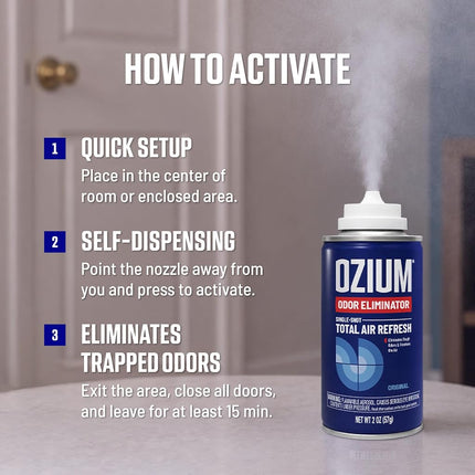 Ozium® Original - Eliminates Smoke & Odors Freshens Air - Car Home Office 2oz x4