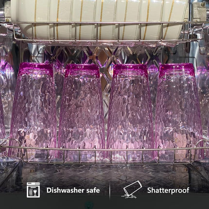 Yanglonghui 26-Ounce Plastic Tumblers (Set of 6), Reusable Plastic Mugs, BPA-Free Acrylic to Drink Mugs, Shatter Resistant, Textured Interior, Dishwasher Safe (Purple, 26 Ounce)