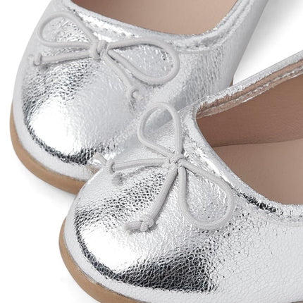 The Children's Place Girl's Baby Toddler Closed Toe Ballet Flats, Silver, 7 US Toddler