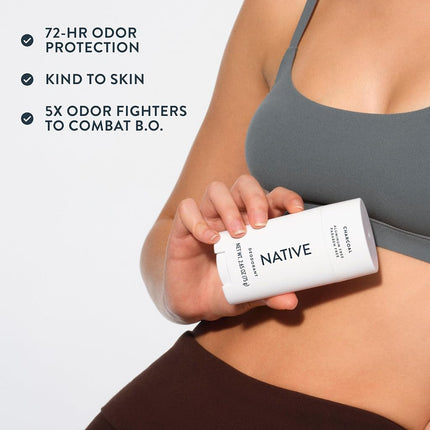 Native Deodorant - Natural Deodorant - Vegan, Gluten Free, Cruelty Free - Free of Aluminium, Parabens & Sulphates - Born in the USA - Charcoal