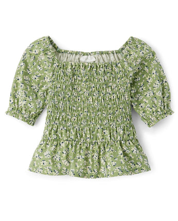 The Children's Place Girls' Long Sleeve Smocked Pe