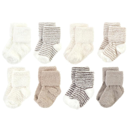 Hudson Baby Calcetines de Felpa y Algodón Ricos Unisex para Recién Nacidos, Rayas Beige, 0-6 Meses, Paquete de 8 Rayas Beige, 0-6 Meses