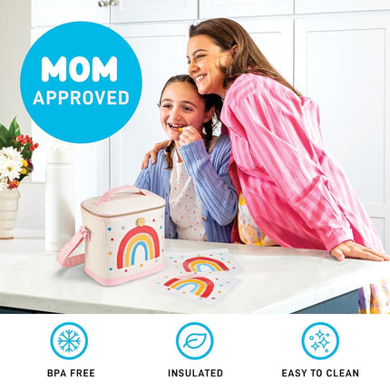 Fiambrera térmica Fit & Fresh para niños y niñas, bolsa de almuerzo con 2 bolsas de aperitivos reutilizables, fiambrera escolar, Cypress Rainbow Star