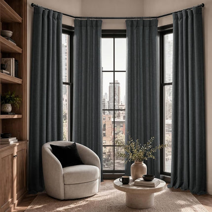HPD Half Price Drapes Faux Linen Room Darkening Curtains - 84 Inches Long Luxury Linen Curtains for Bedroom & Living Room (1 Panel), 50W X 84L, Dark Gravel