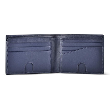 RFID Bifold Leather Wallet for Men with Flip Up ID in Vintage Buffalo Brown, Power Blue - Storm Cloud Blue, S, Modern